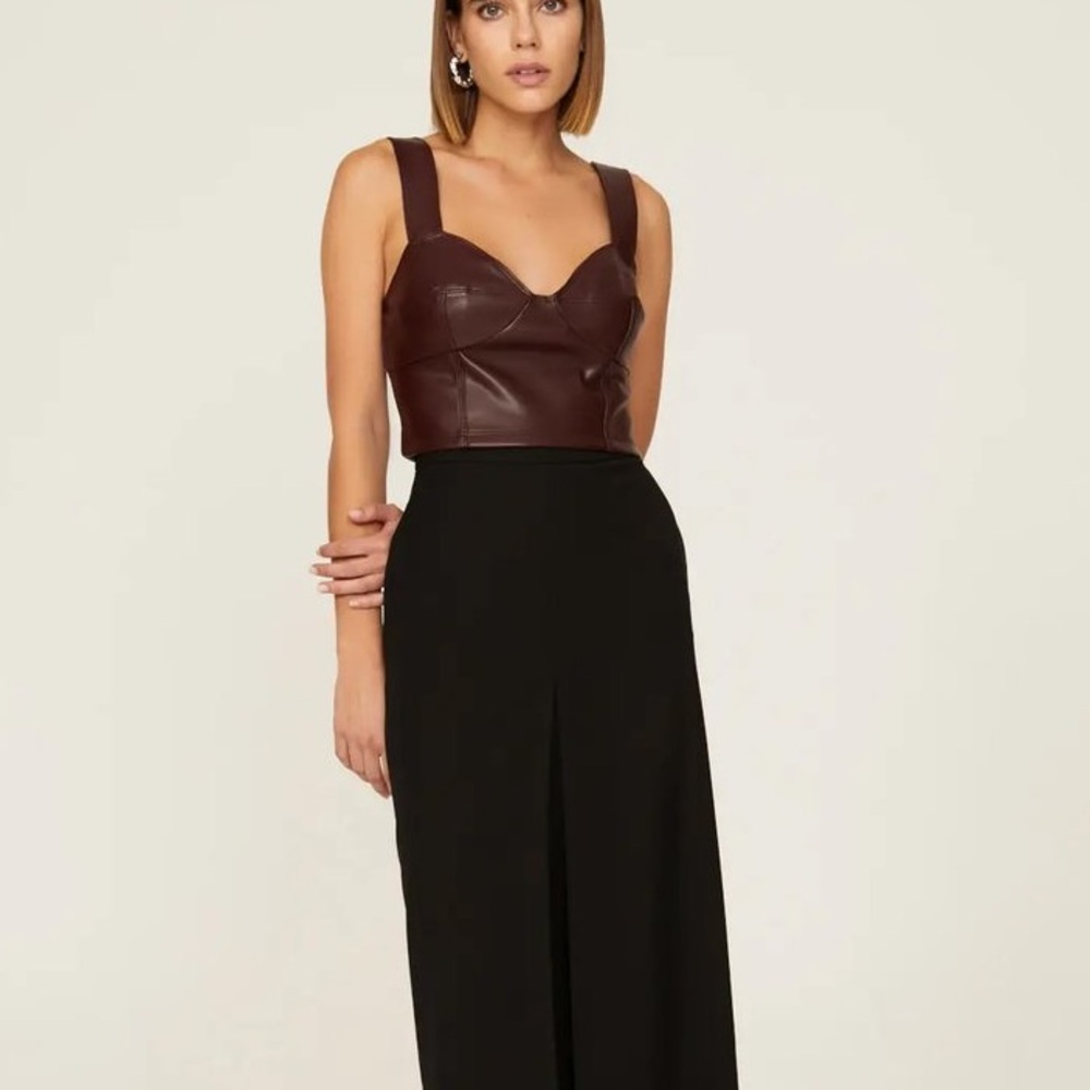 (B11) Peter Som Red Faux Leather Bustier Top,‎ Size 4